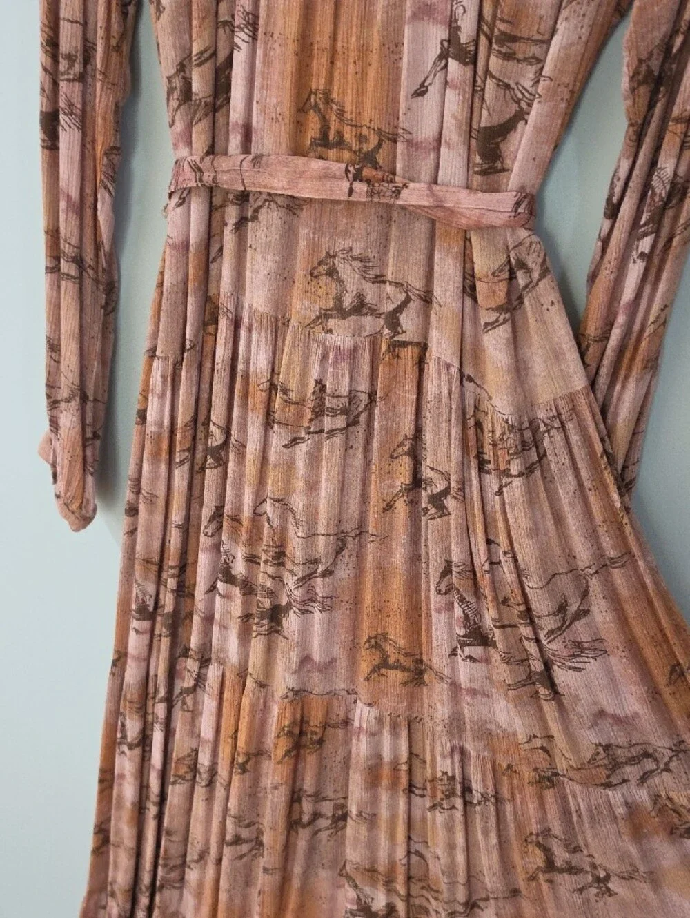 Ariat Womens Gallop Away Pink and Rust Printed Button-Front Maxi Dress - Picture 9 of 10